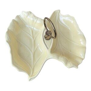 Vintage Mid-Century California Marsh Pottery 2 Leaf Candy/Nut Dish No. 3361 USA